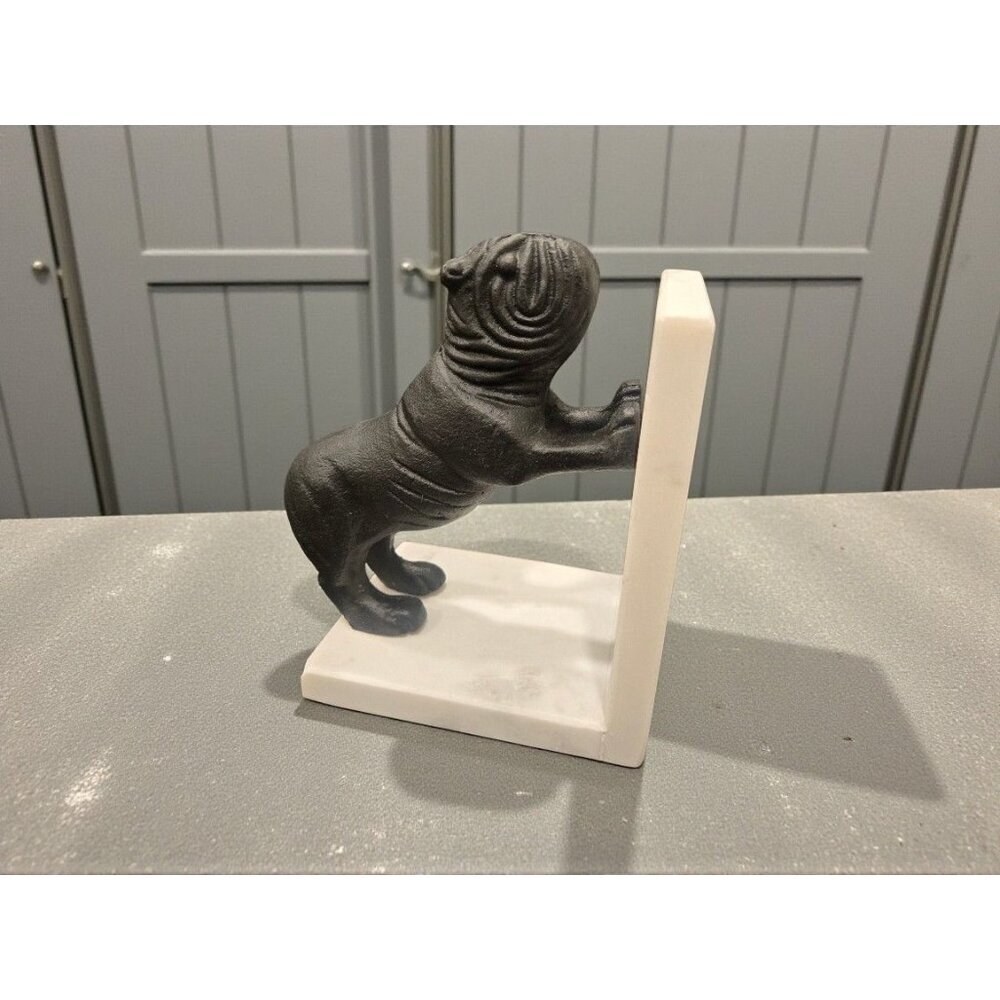 New Black & White Marble / Metal French Bulldog Dog Animal Office Bookend